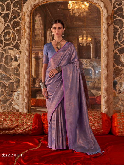 Lavender Kanjivaram Silk Normal Drape Saree - Panaash Saree