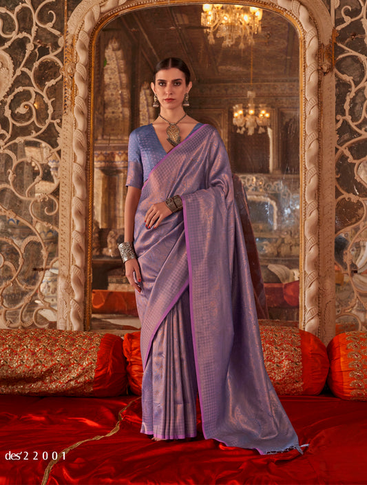 Lavender Kanjivaram Silk Normal Drape Saree - Panaash Saree
