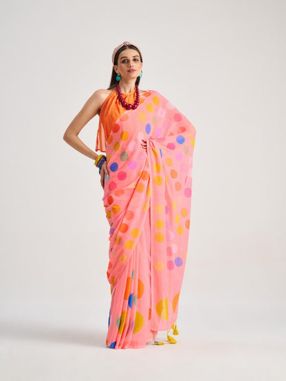 Multicolor Georgette Readymade/Easy Saree