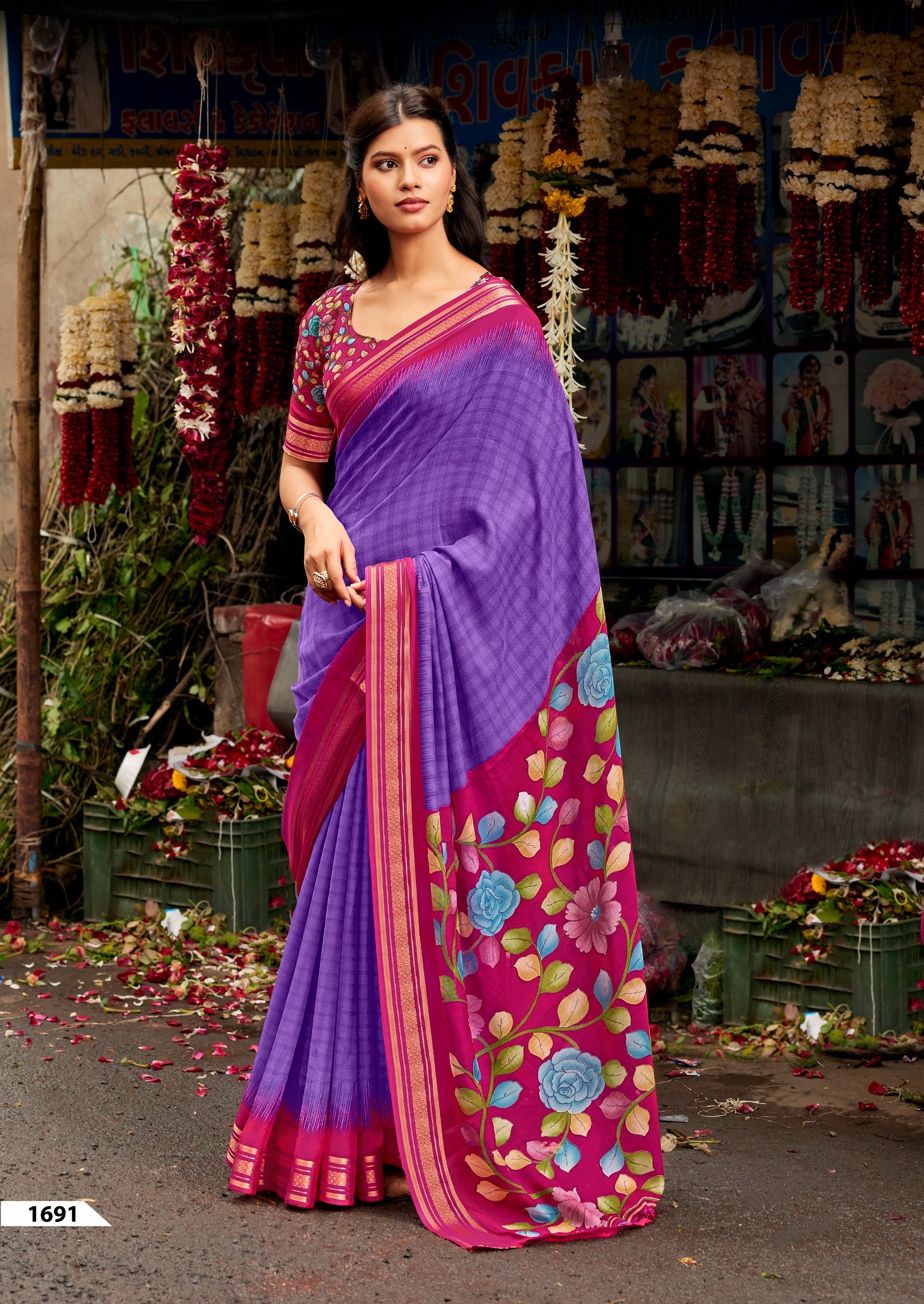 Purple Cotton Ready To Wear/Easy Saree by Stylebypanaash 