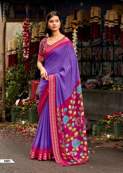 Purple Cotton Ready To Wear/Easy Saree by Stylebypanaash 