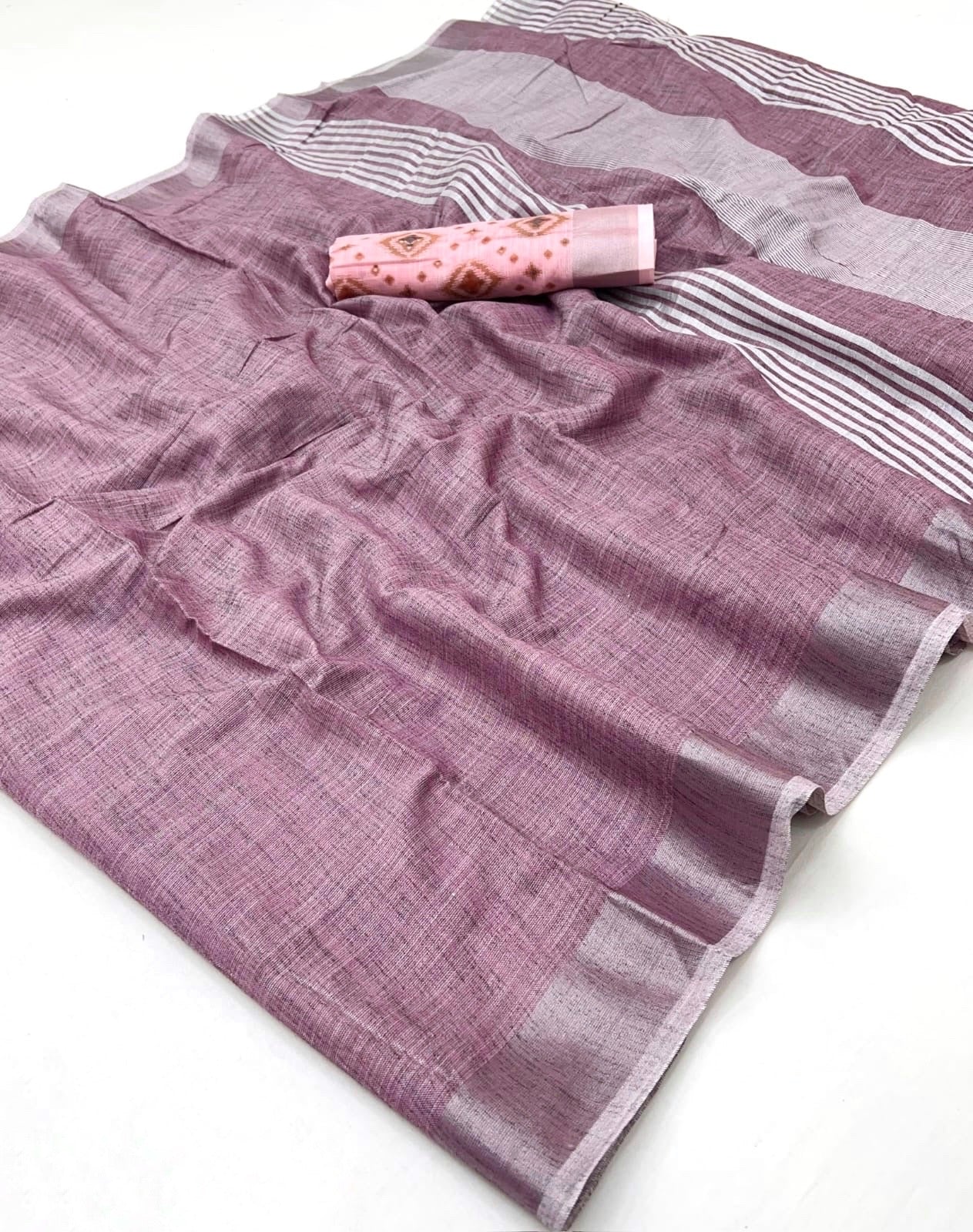 Mauve Linen Office Wear Readymade/Easy Saree - Panaash Saree