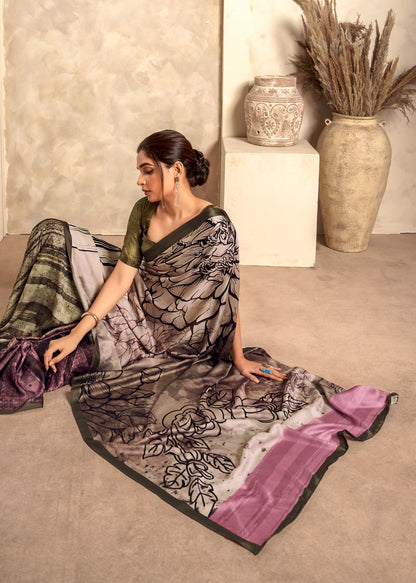 Multicolor Readymade/Easy Crepe Silk Saree