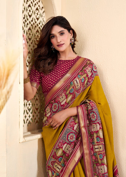 Mustard Mul Cotton Easy/Readymade Saree