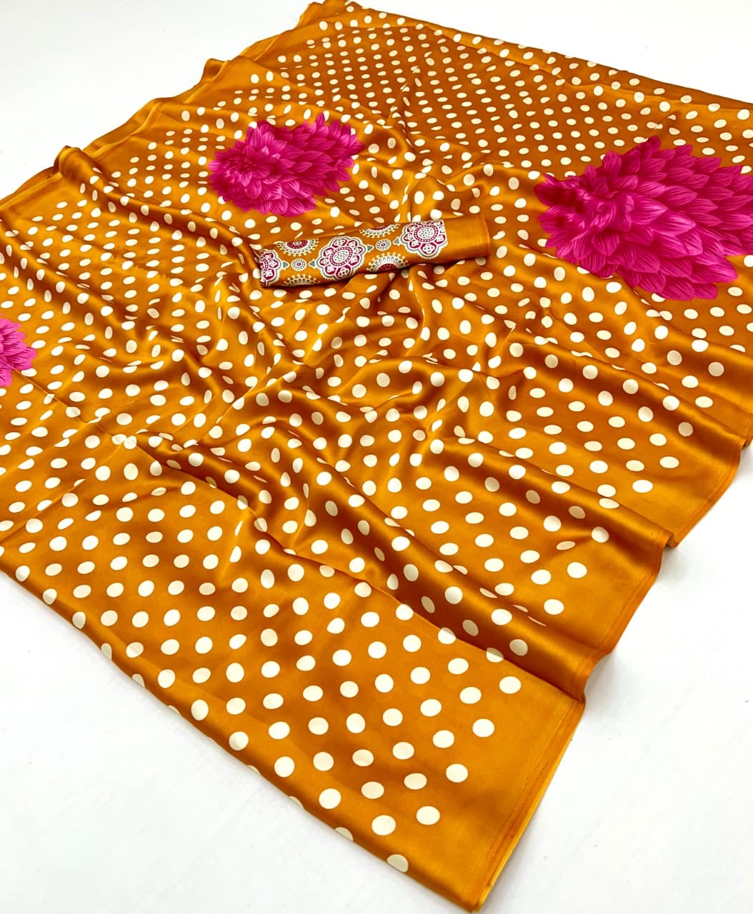 Mustard Crepe Silk Readymade/Easy Saree