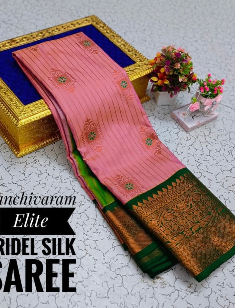 Pink Kanjivaram Silk Readymade/Easy Saree