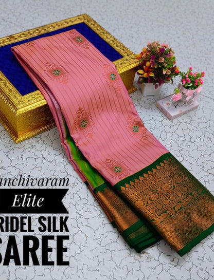Pink Kanjivaram Silk Readymade/Easy Saree