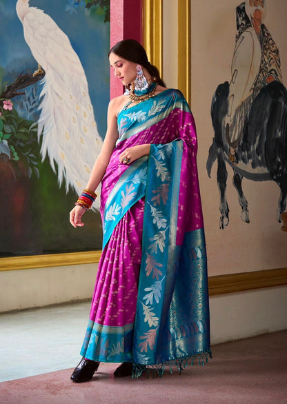 Magenta Pink Readymade/Easy Kanjivaram Saree