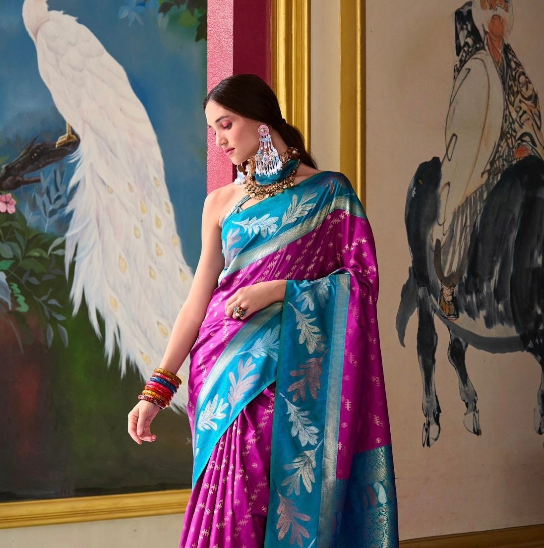 Magenta Pink Readymade/Easy Kanjivaram Saree