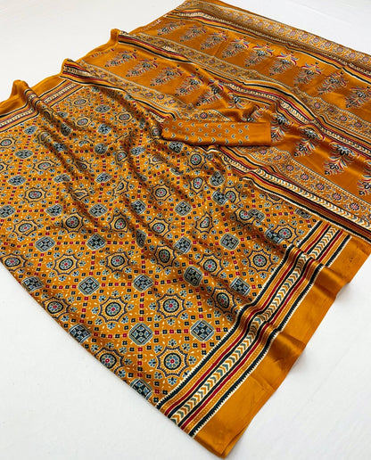 Yellow Crepe Silk Ready To Wear/Easy Saree - Panaash Saree