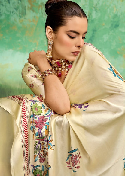 Ivory Modal Silk Ready To Wear/Easy Saree by StyleByPanaash