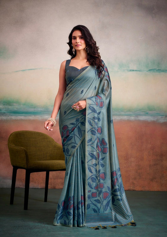 Blue Mul Cotton Ready To Wear/Easy Saree - Panaash Saree