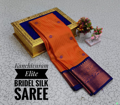 Orange Kanjivaram Silk Readymade/Easy Saree