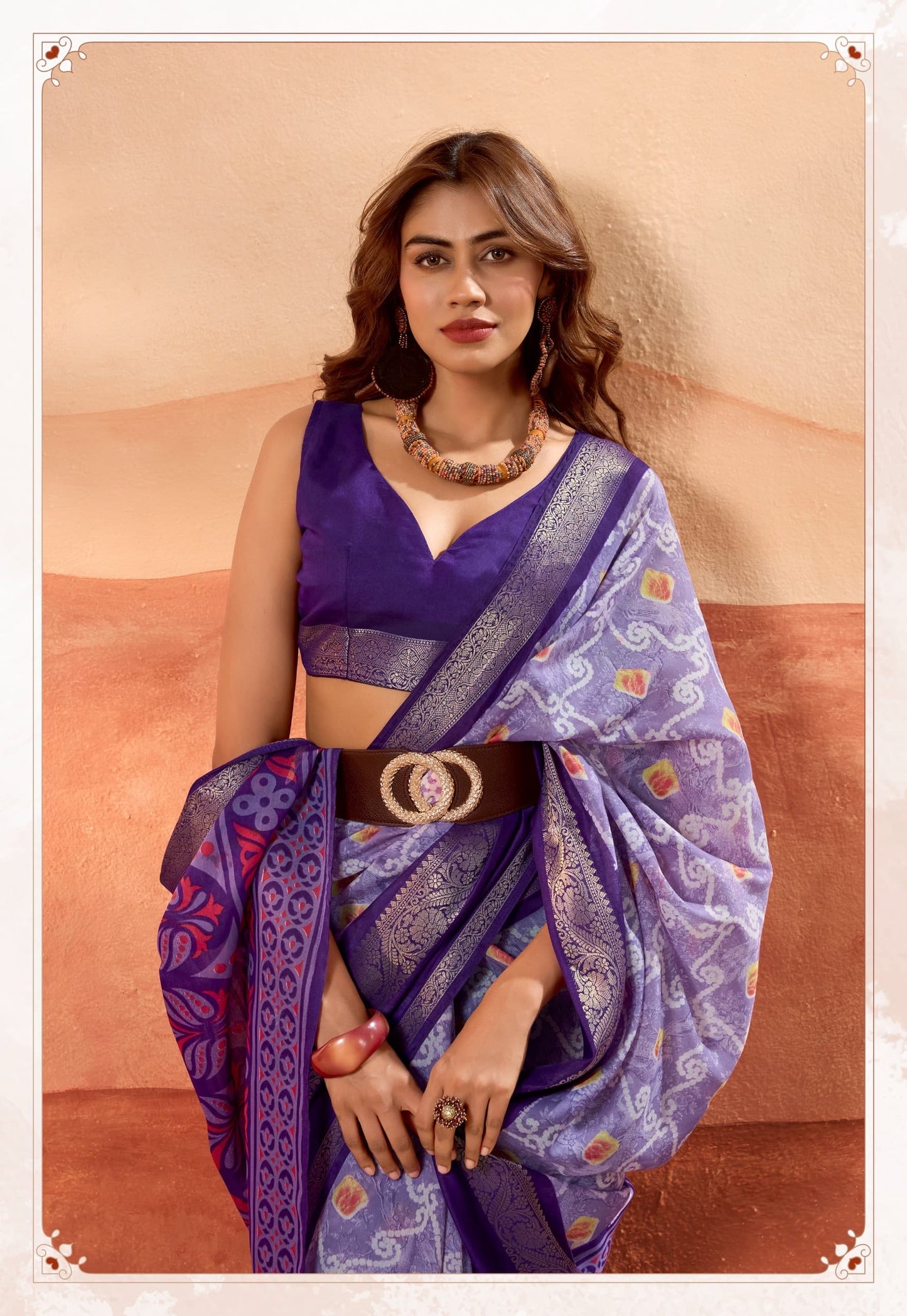 Purple Color Silk Cotton Readymade/Easy Saree