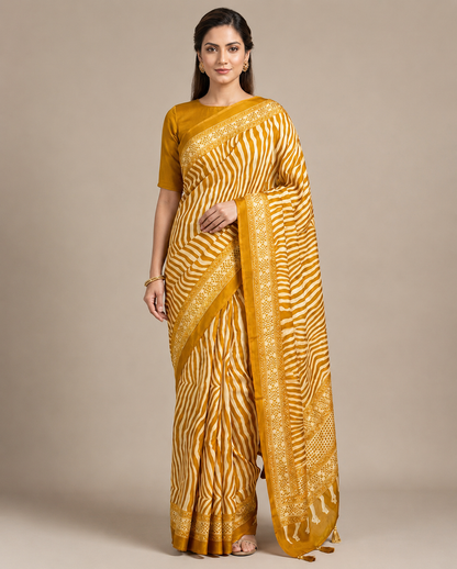 Yellow Crepe Silk Ready To Wear/Easy Saree by Stylebypanaash 