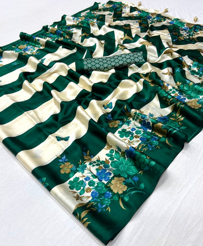 Green Readymade Crepe Silk Saree