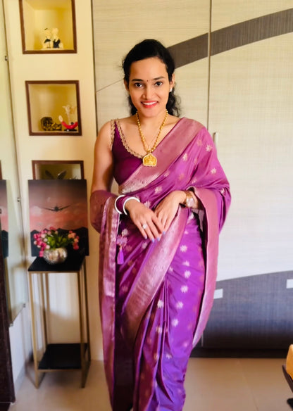 Purple Color Designer Kanjivaram Readymade/Easy Saree