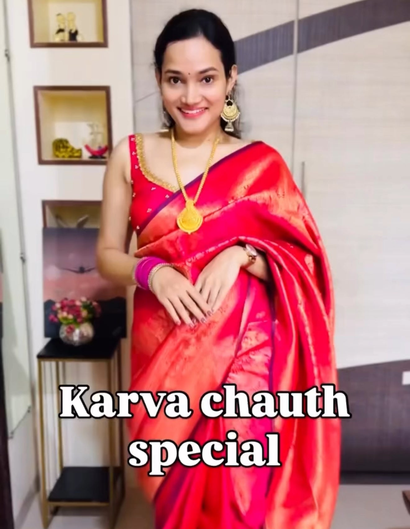 Pink Kanjivaram Silk Readymade/Easy Saree