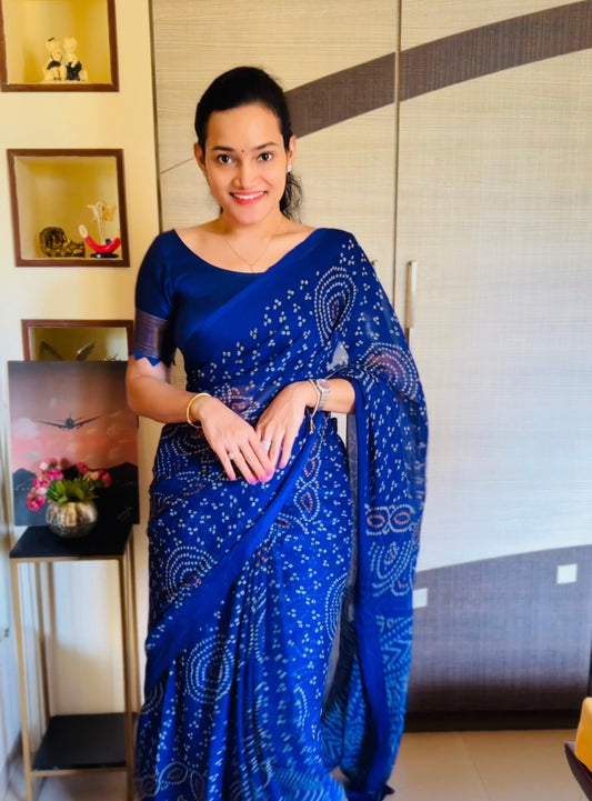 Casual Blue Georgette Readymade/Easy Saree