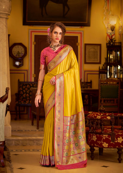 Yellow Soft Silk Readymade/Easy Saree (Copy)