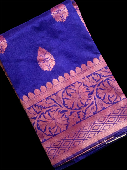 Blue Color Silk Readymade/Easy Saree (Clearance)