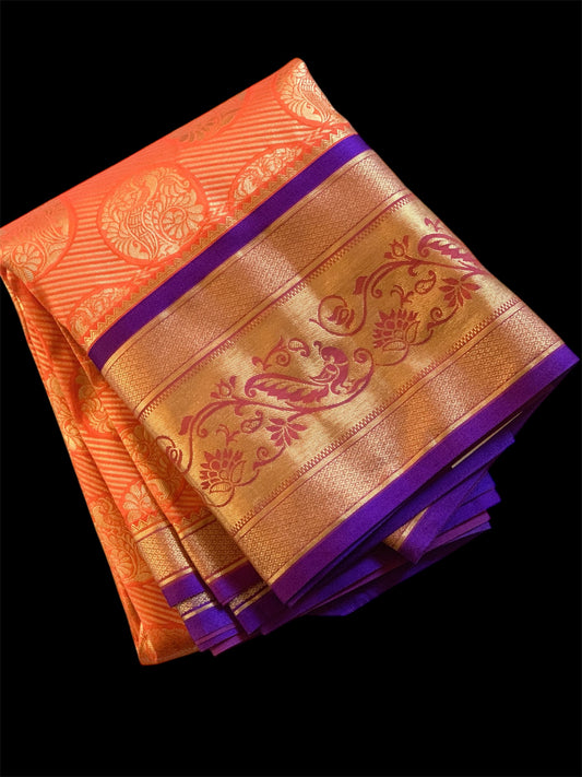 Orange Color Silk Readymade/Easy Saree (Clearance)