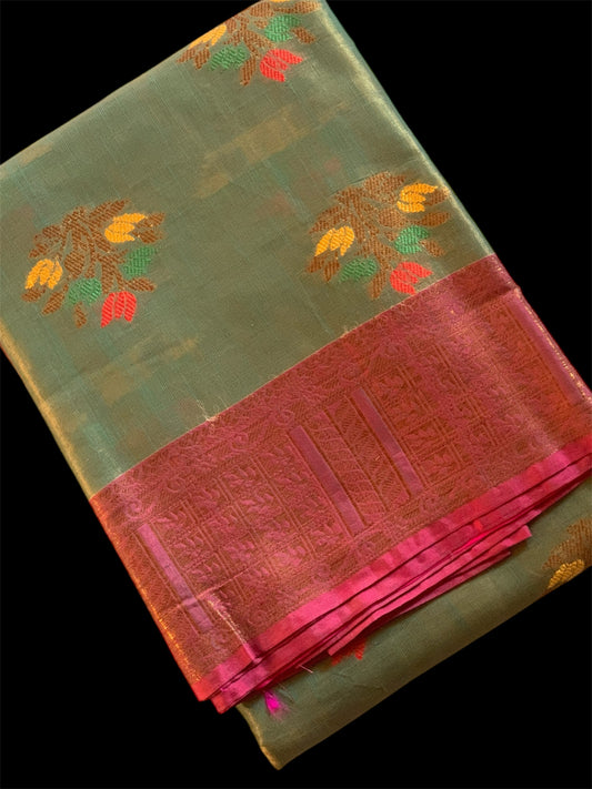 Green Color Silk Readymade/Easy Saree (Clearance)