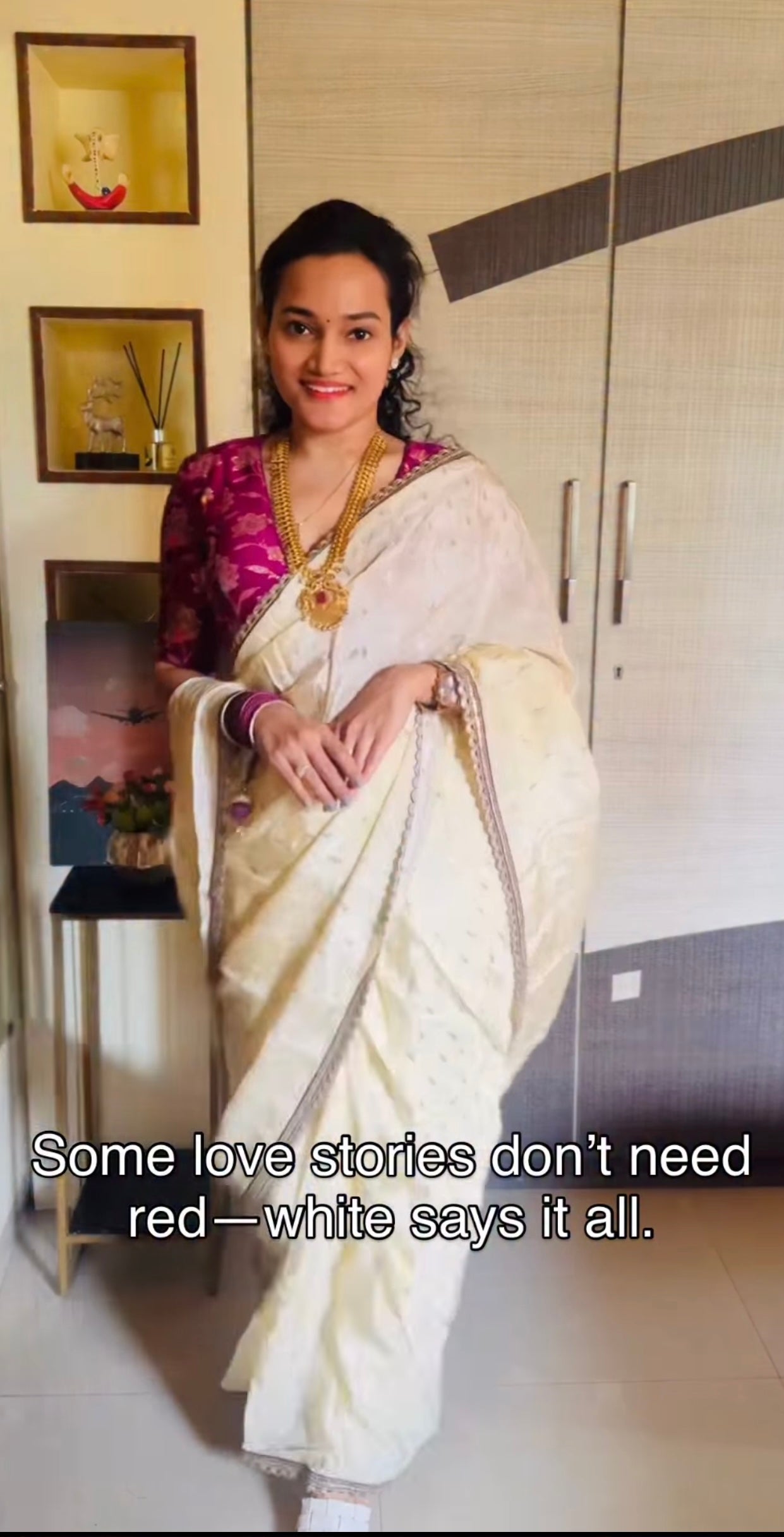 Off White Soft Banarasi Silk Readymade/Easy Saree - Panaash Saree