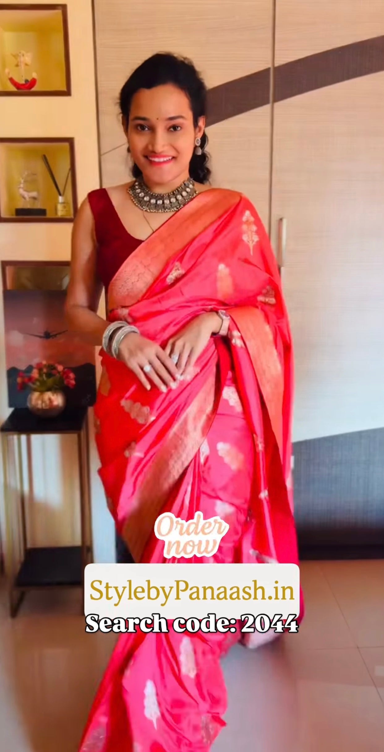 Peach Designer Silk Readymade/Easy Saree - Panaash Saree