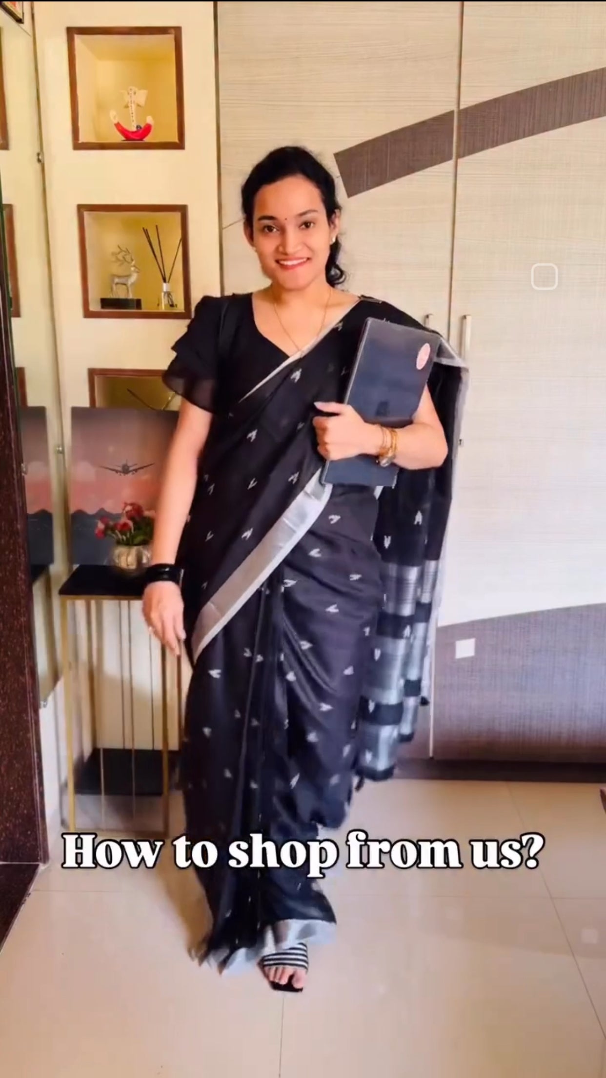Black Linen Silk Office Wear Easy/Readymade Saree - Panaash Saree