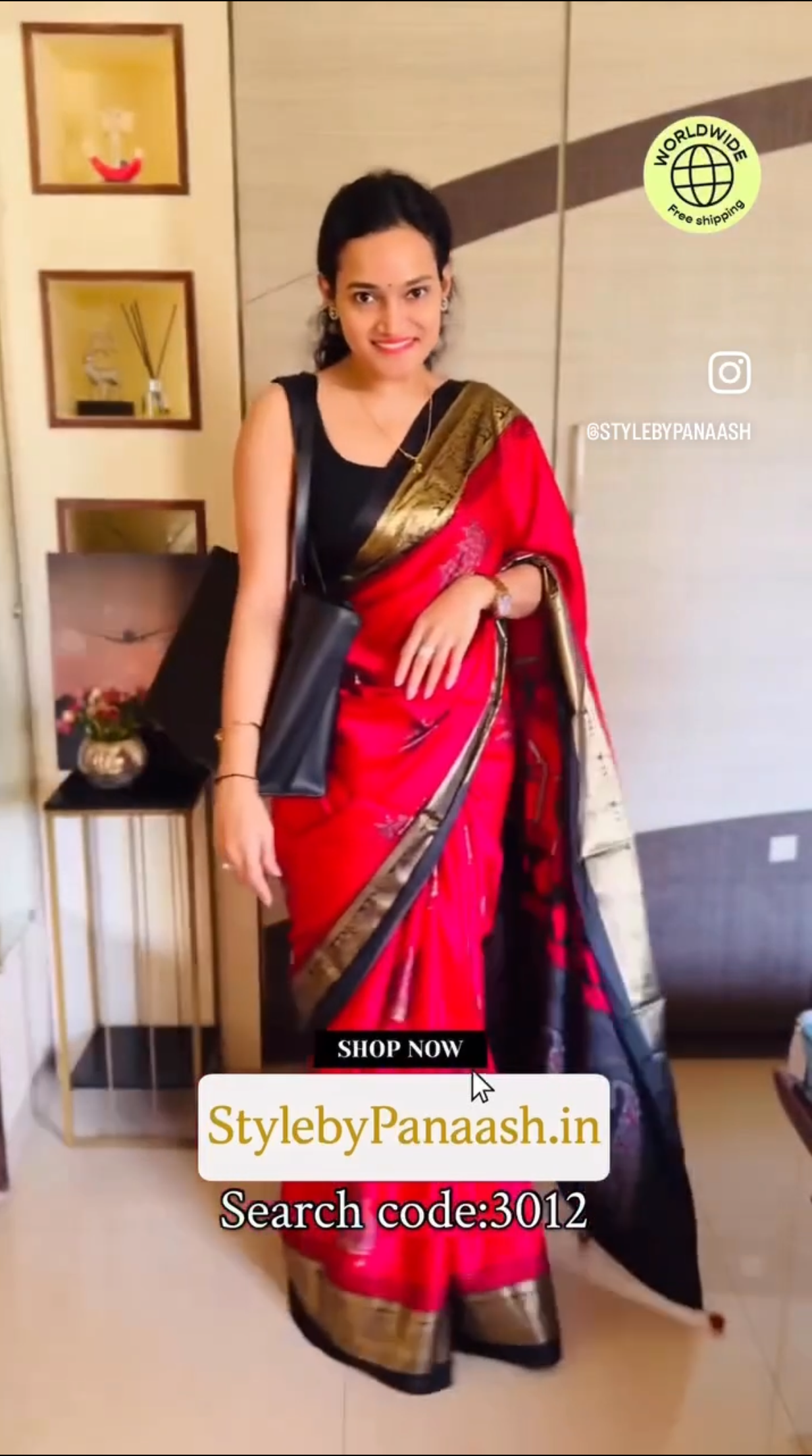 Fuchsia Pink Crepe Silk Readymade/Easy Saree - Panaash Saree