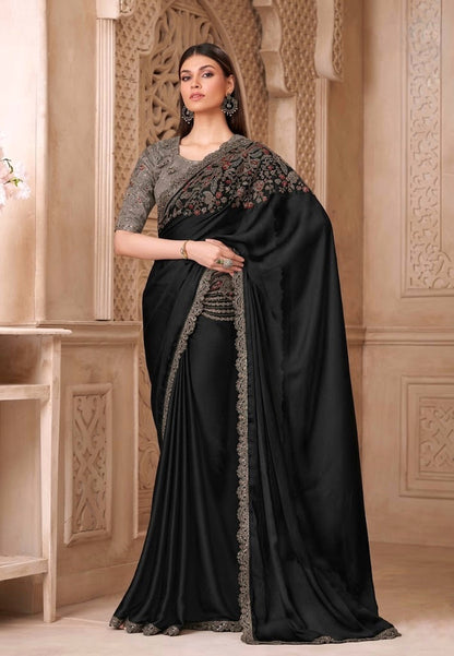 Black Cocktail Party Wear Readymade Saree