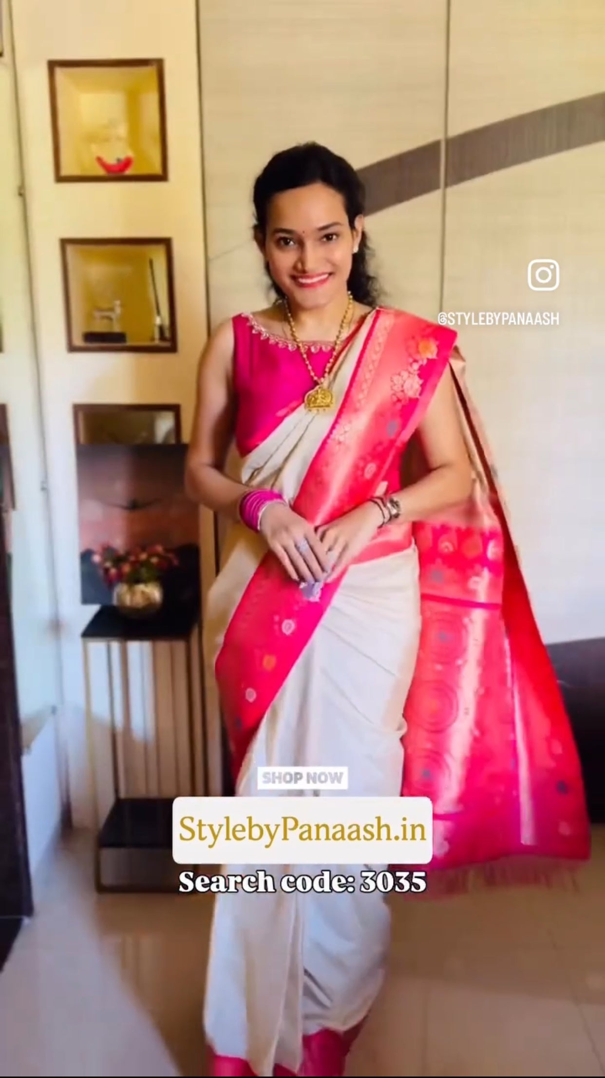 Ivory Ready to wear/Easy Kanjivaram Saree - Panaash Saree
