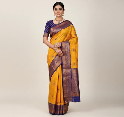 Yellow Kanjivaram Silk Readymade/Easy Saree