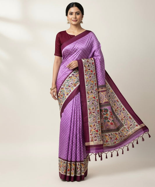 Lavender Crepe Silk Readymade/Easy Saree