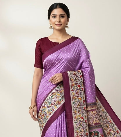 Lavender Crepe Silk Readymade/Easy Saree
