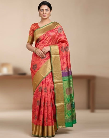 Pink Pure Kanchipuram Silk Readymade/Easy Saree