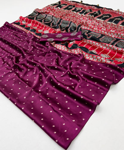 Magenta Modal Silk Office wear Readymade/Easy Saree