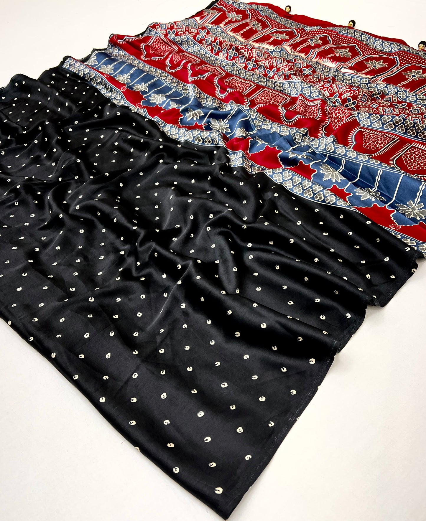 Black Modal Silk Office wear Readymade/Easy Saree