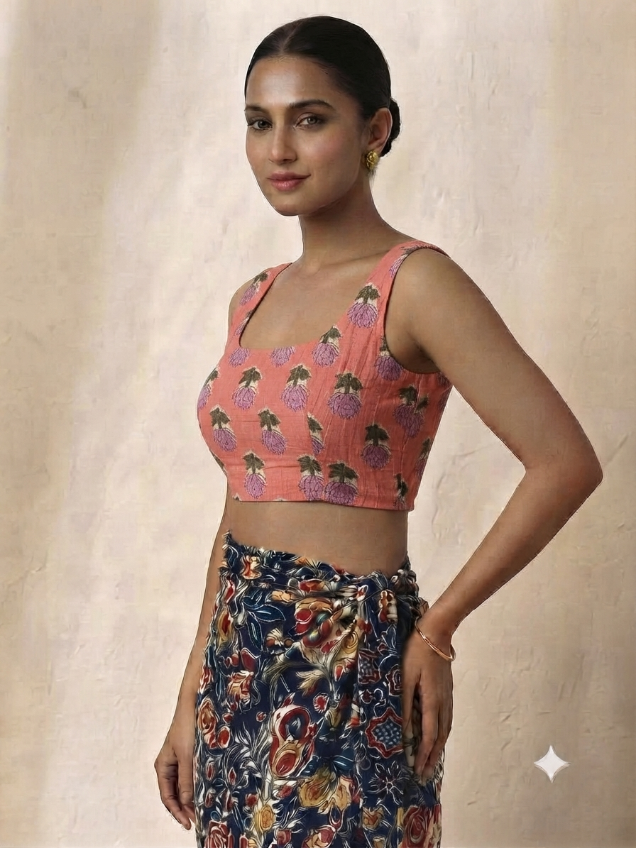 Reversible 2 in 1 Side Elastic Readymade Blouse