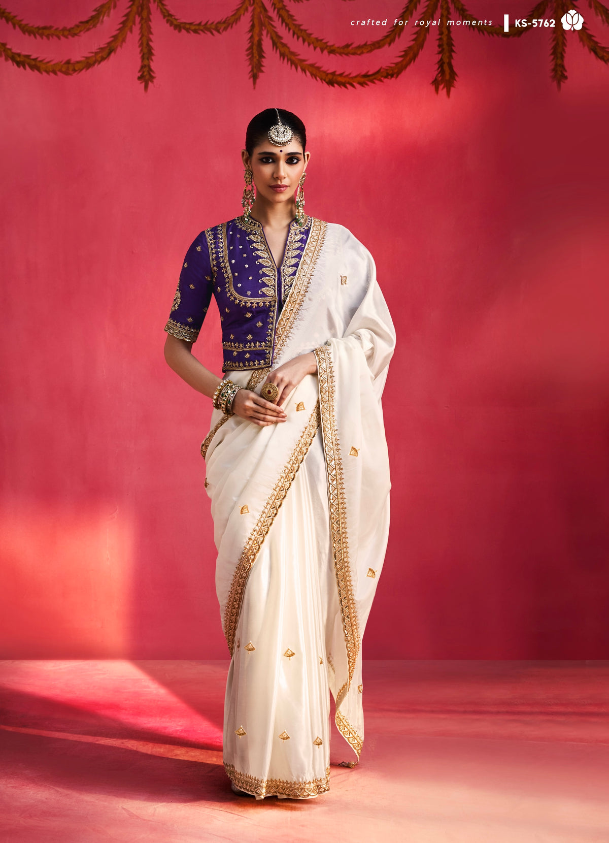 Ivory Designer Silk Ready To Wear/Easy Saree by Stylebypanaash