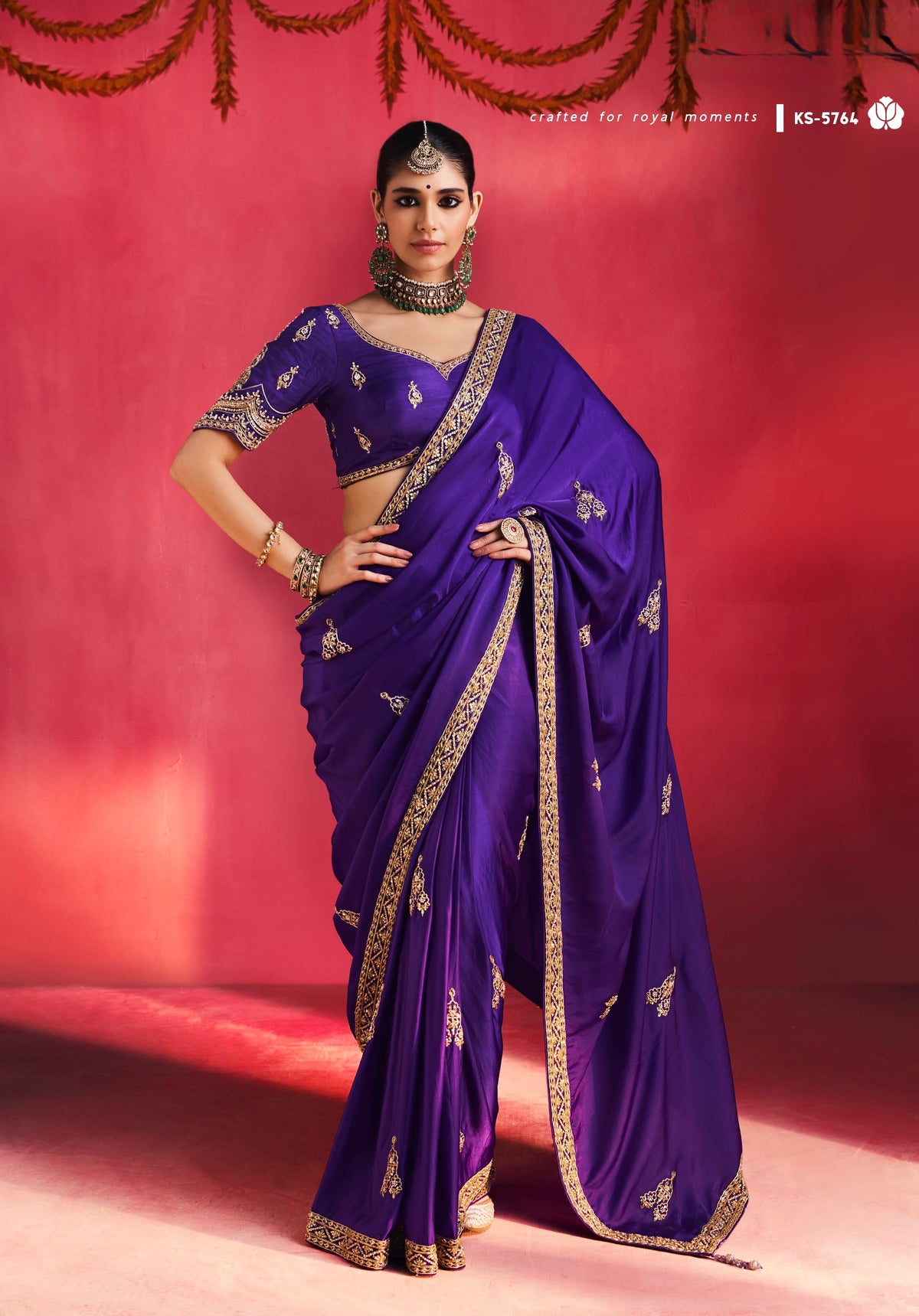 Royal Purple Designer Silk Ready To Wear/Easy Saree by Sylebypanaash