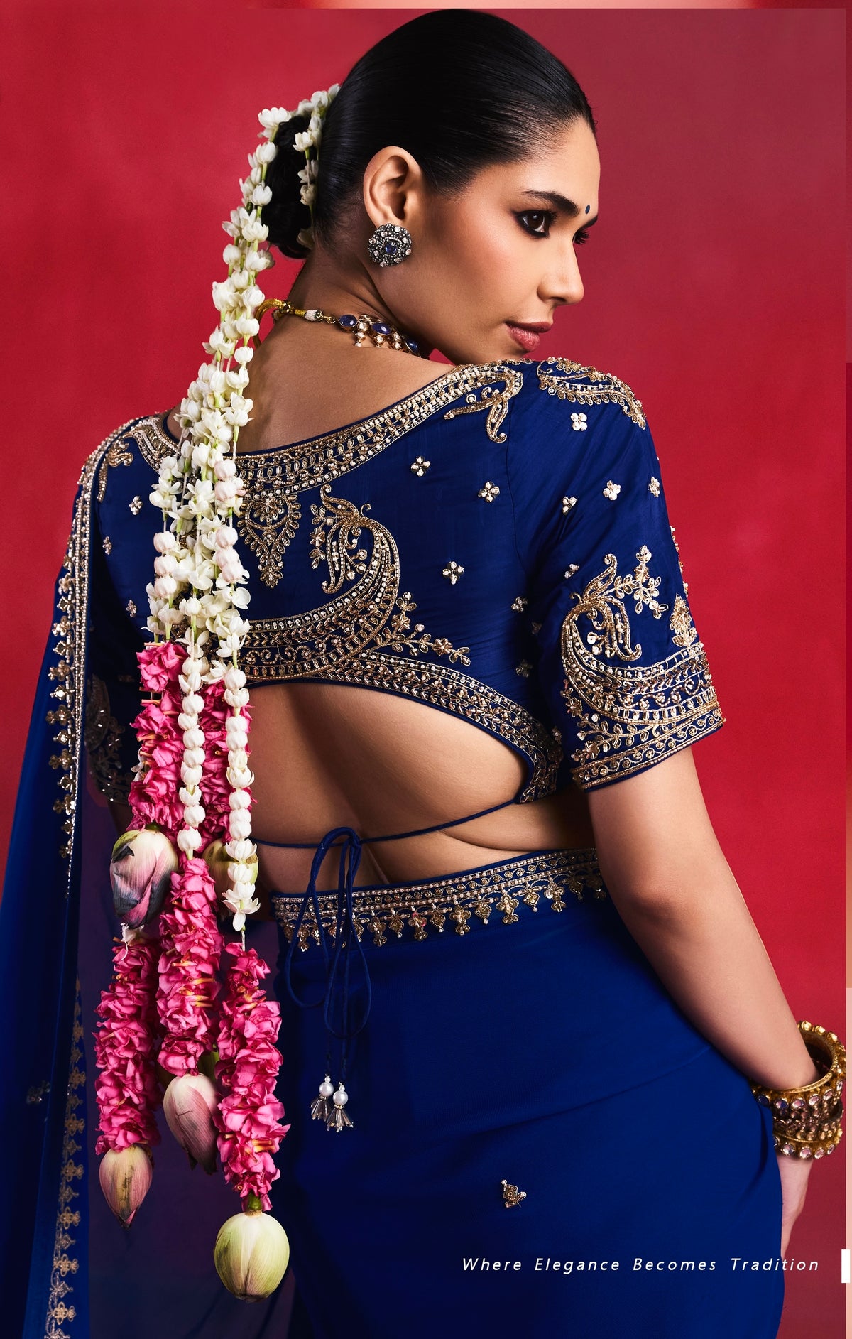 Royal Blue Designer Silk Ready To Wear/Easy Saree by Stylebypanaash