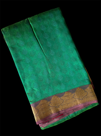 Kelly Green Silk Readymade Saree