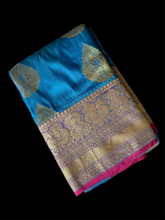 Blue South Silk Readymade Saree