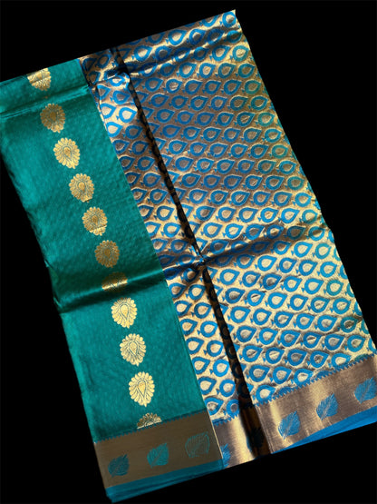 Teal Green South Silk Readymade Saree