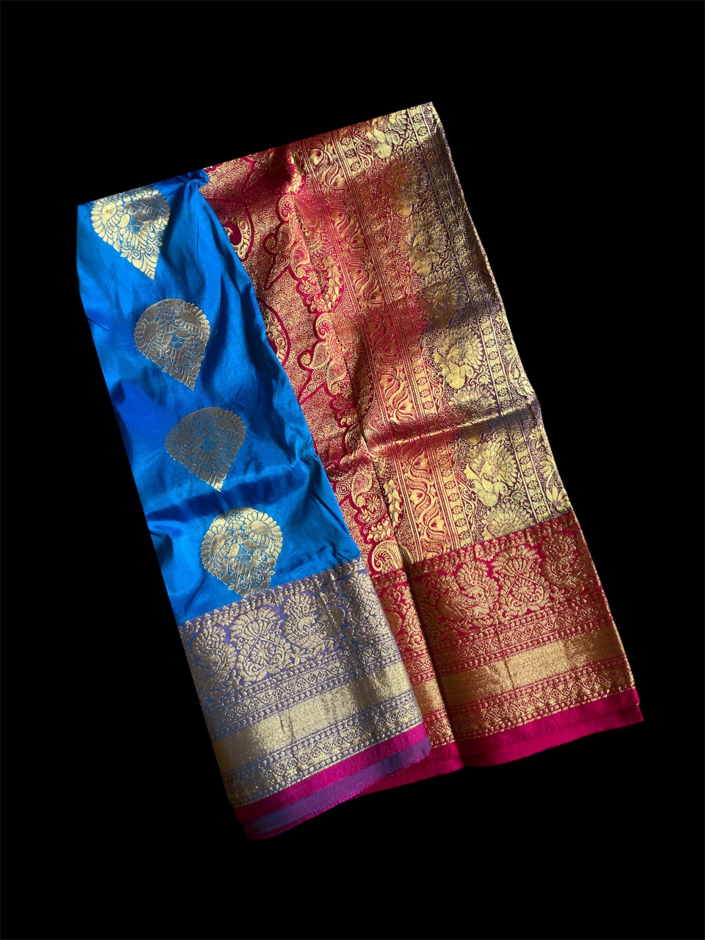 Blue South Silk Readymade Saree