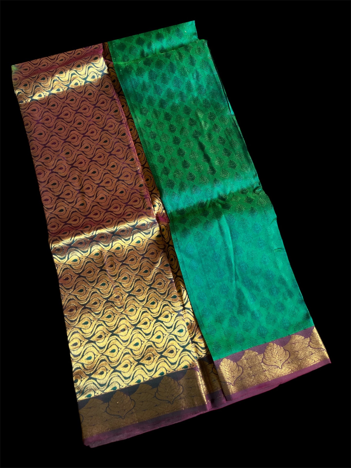 Kelly Green Silk Readymade Saree