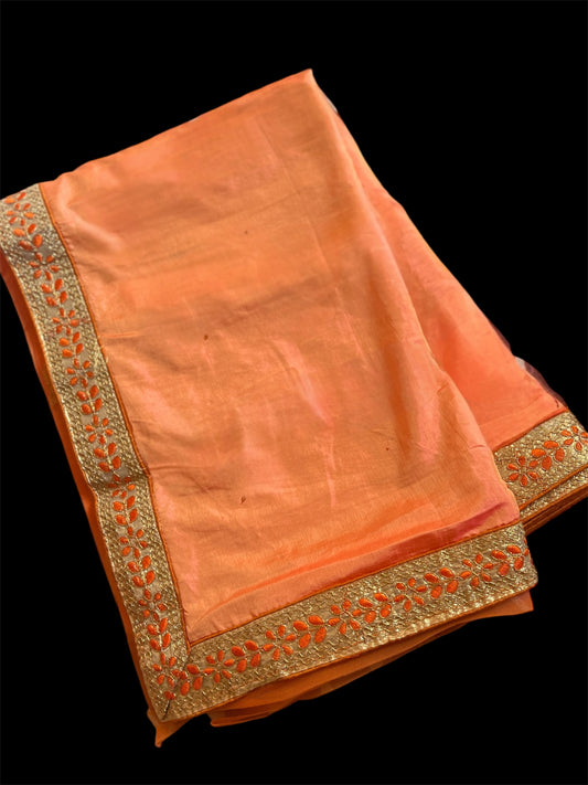 Pastel Orange Color Designer Readymade Saree