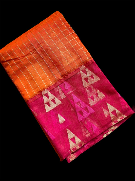 Orange Color Silk Cotton Readymade Saree